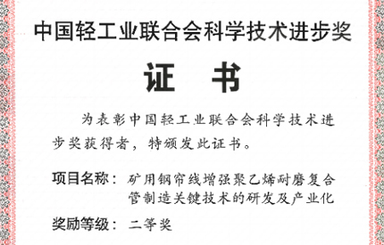 中国太阳成集团tyc151cc荣获2024年度中轻联科学技术进取奖